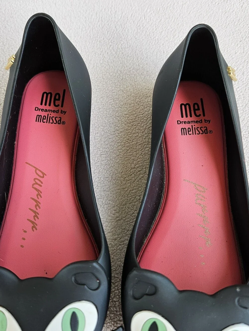 Mel Dreamed by Mini Melissa Ultragirl Black Cat Halloween Slip-On Flats SZ 11